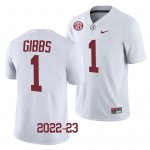 Men's Alabama Crimson Tide #1 Jahmyr Gibbs 2022-23 White NCAA College Football Jersey 2403CWRO2